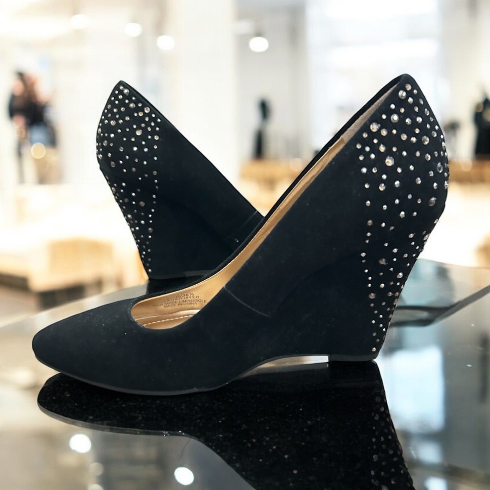 Bcbgeneration Black Wedges With Rhinestone Accents - image 1